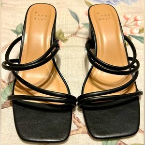 A. New Day Women’s Black Blakey Mule Heels, Size 8
